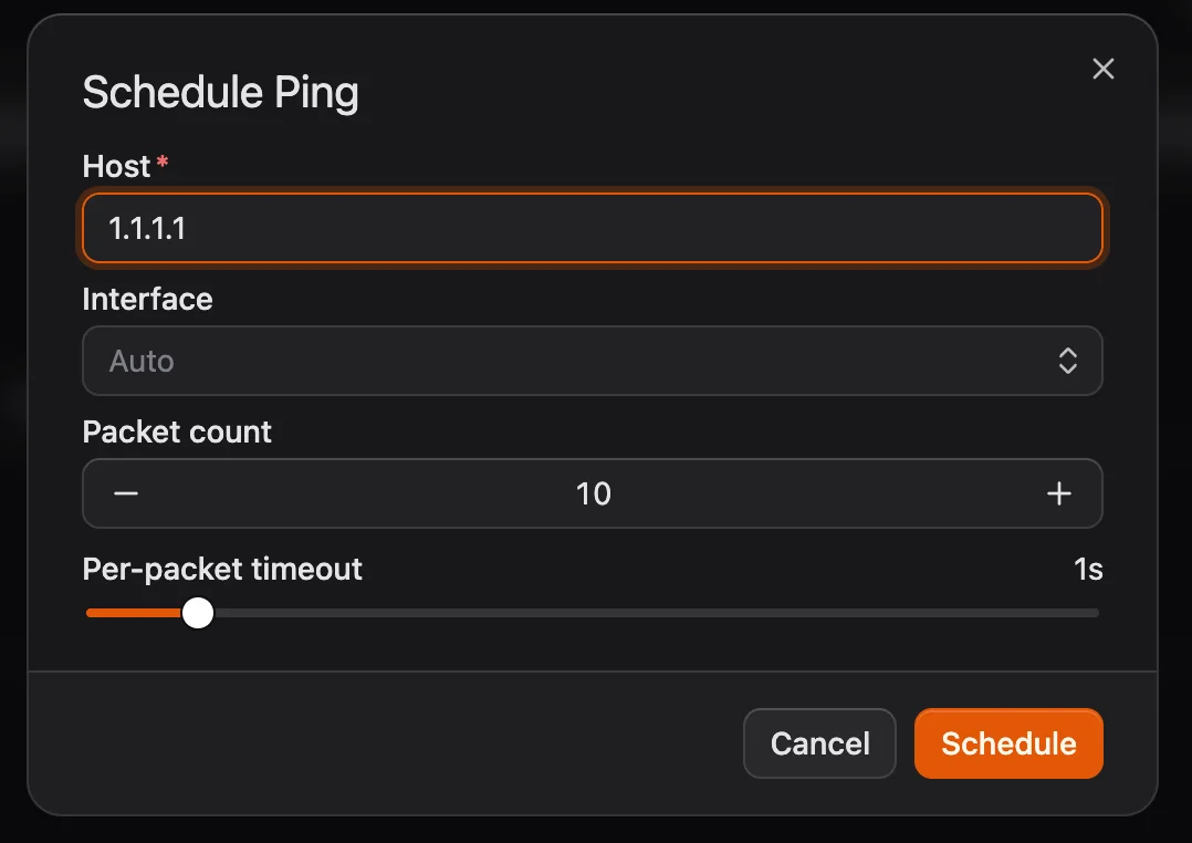 TR-069 remote diagnostics interface showing ping and traceroute tools