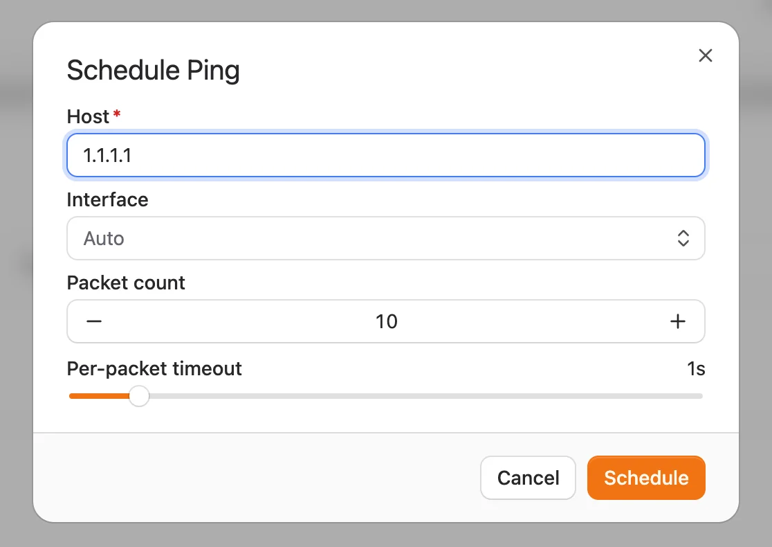 TR-069 remote diagnostics interface showing ping and traceroute tools